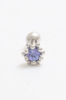 14K 18K Solid Gold 0.1ct Genuine Tanzanite Bubbles Ball Flower Cartilage Tragus Helix Piercing