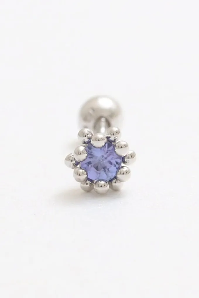 14K 18K Solid Gold 0.1ct Genuine Tanzanite Bubbles Ball Flower Cartilage Tragus Helix Piercing