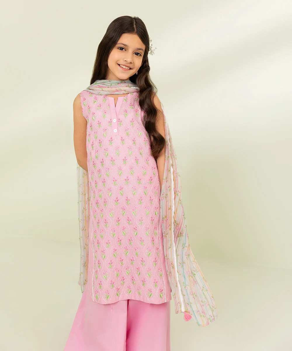 3 Piece - Embroidered Zari Lawn Suit