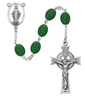 6x8mm Oval Sterling Silver Shamrock Rosary