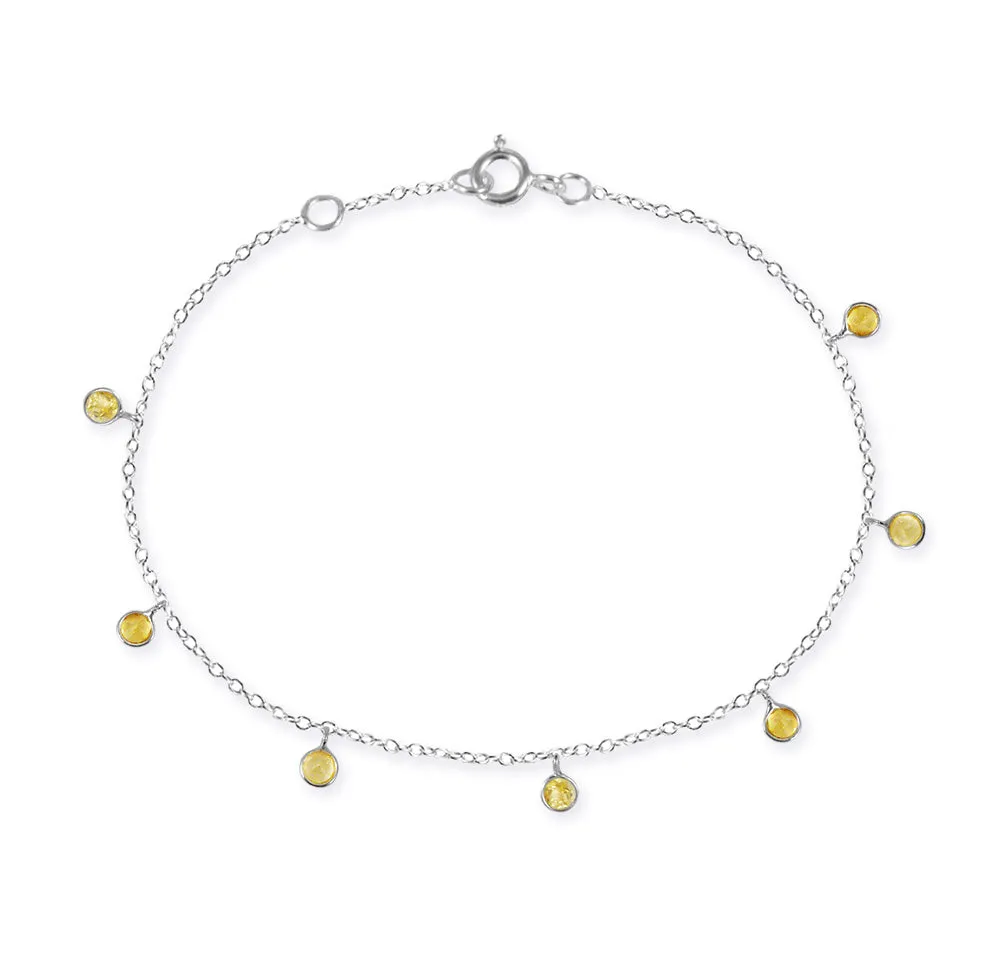 7 Stone Kathak Dangle Bracelet Citrine