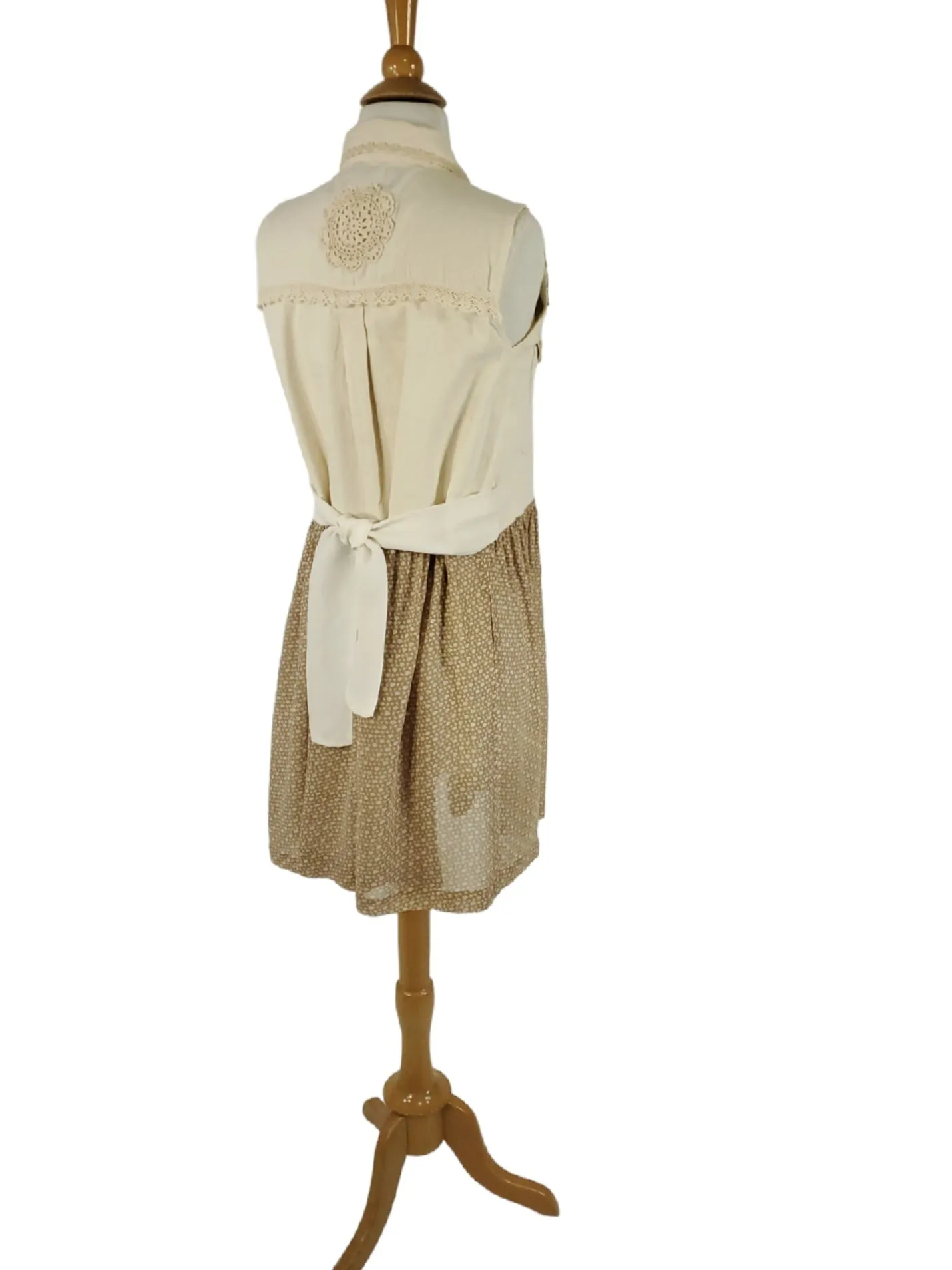 90s Melinda Zoller Ivory Denim Patchwork Dress - med, lg