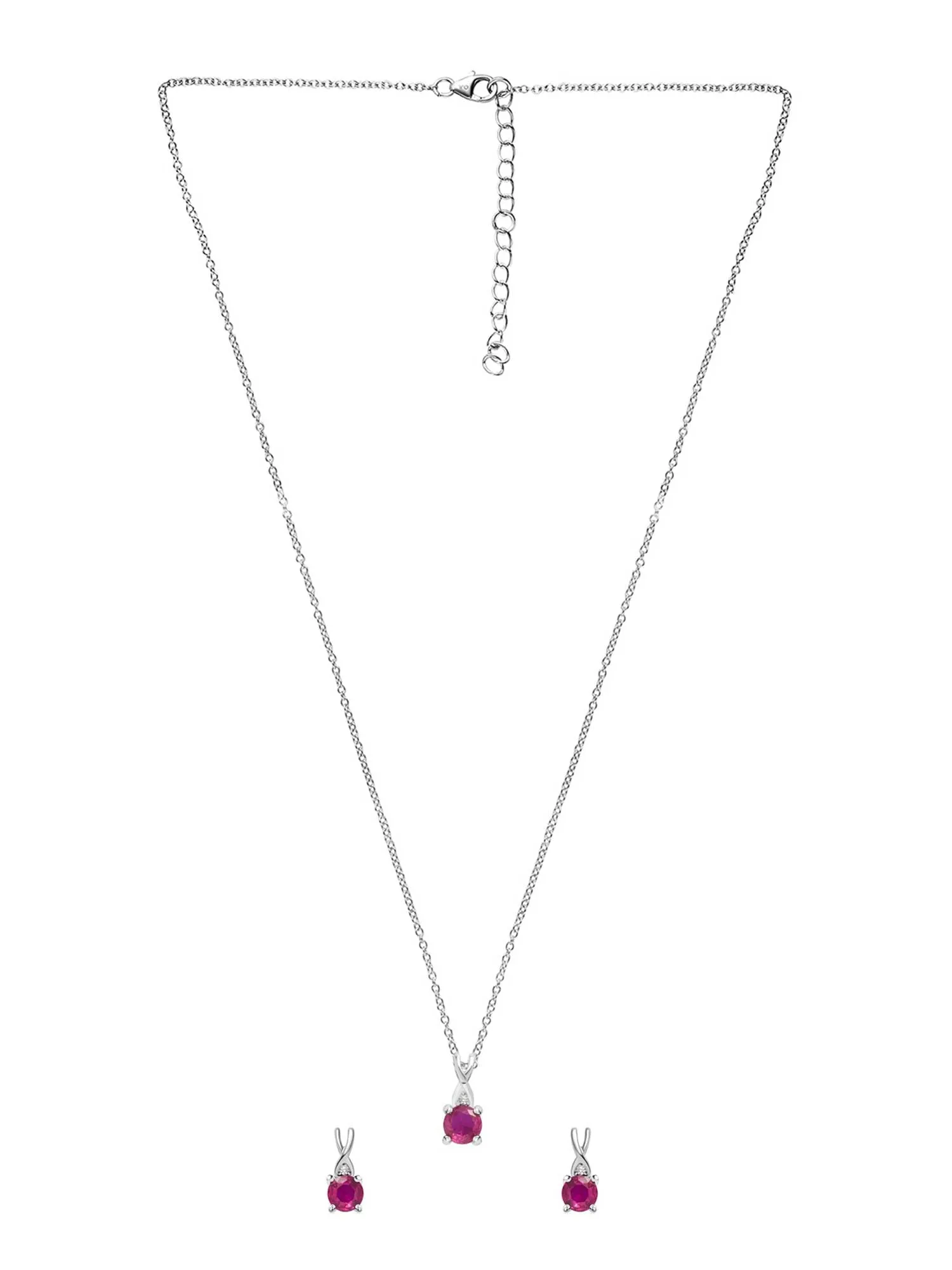 925 Sterling Silver Solitaire Ruby Jewellery Set For Women