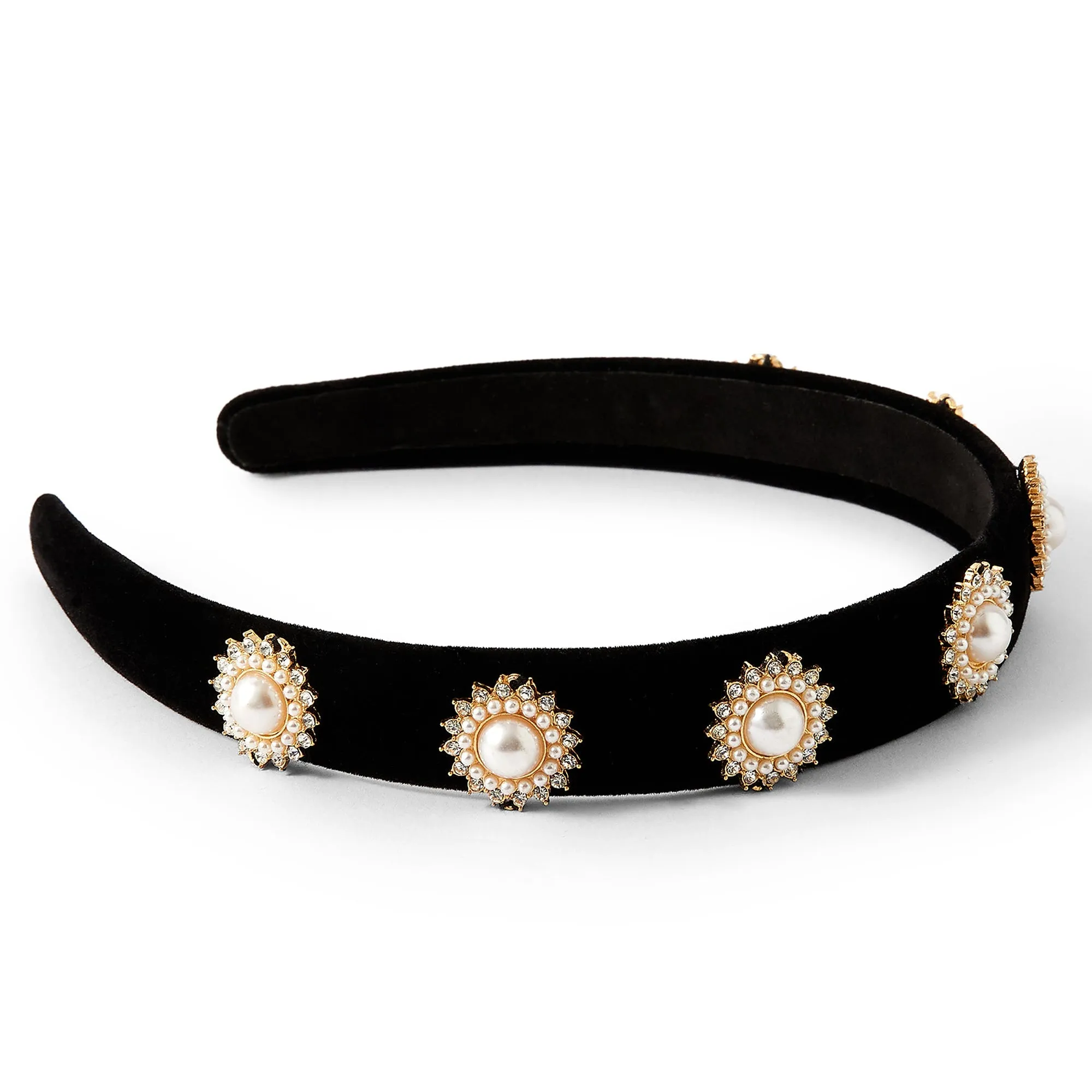 Accessorize London Black Pearl And Gem Badge Alice Hair Band