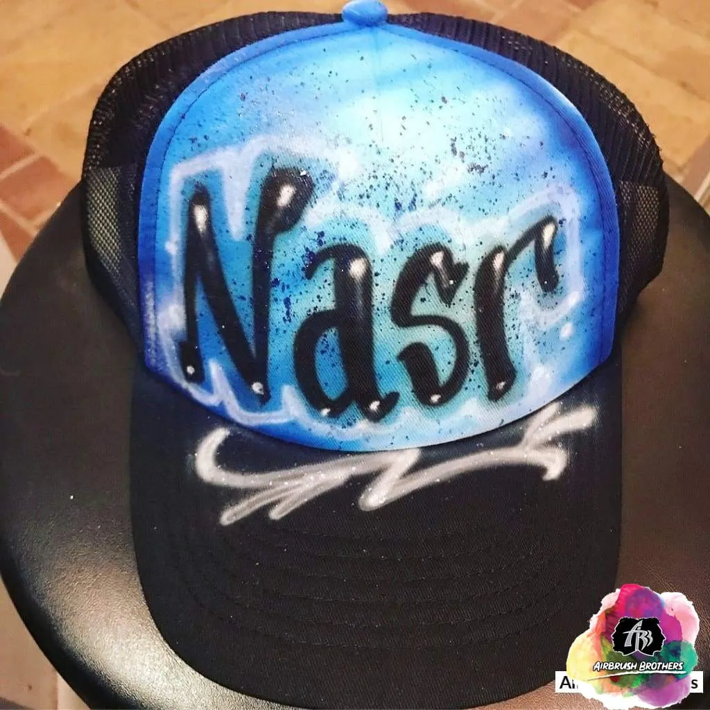 Airbrush Paint Splatter With Name Hat Design