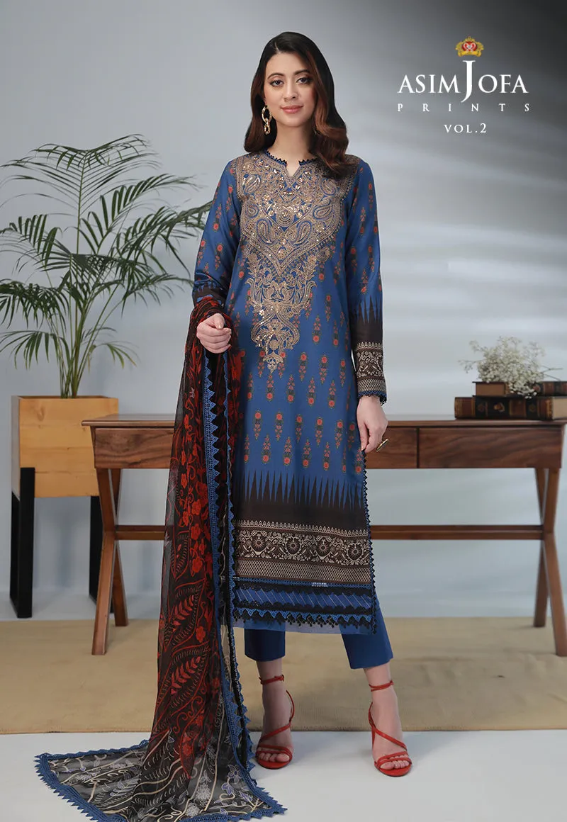 AJBP-44 EMBROIDERED LAWN 3-PCS