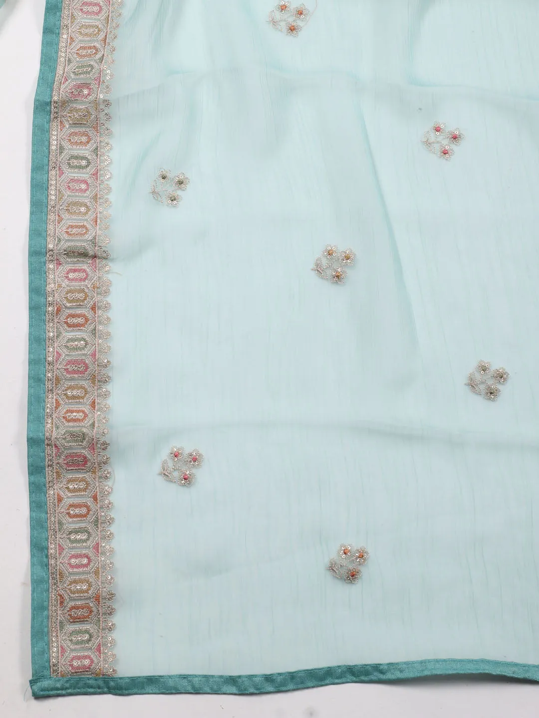 All Over Embroidery Organza Unstitched Suit Piece With Dupatta