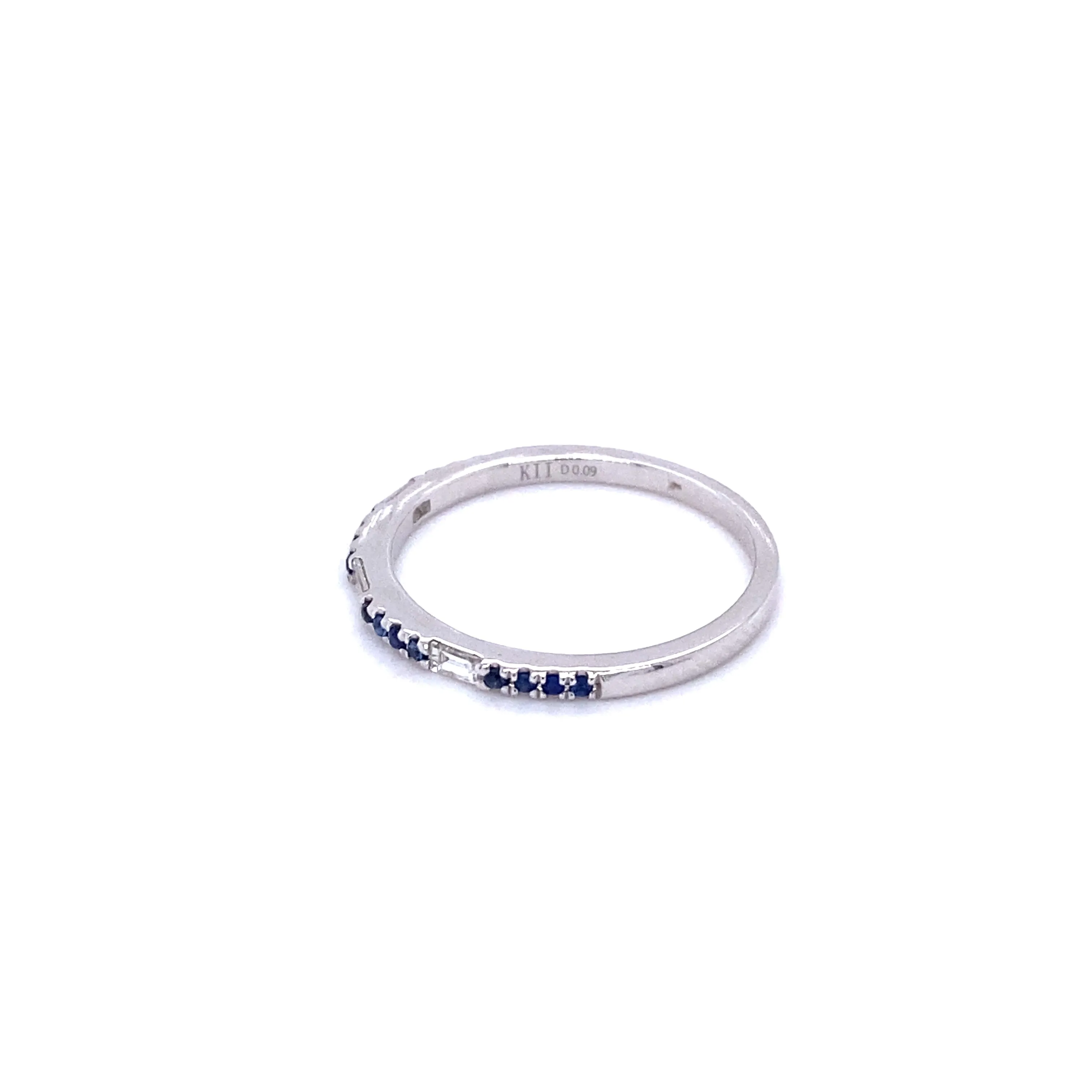 Alternating Sapphire and Baguette Diamond Stacker