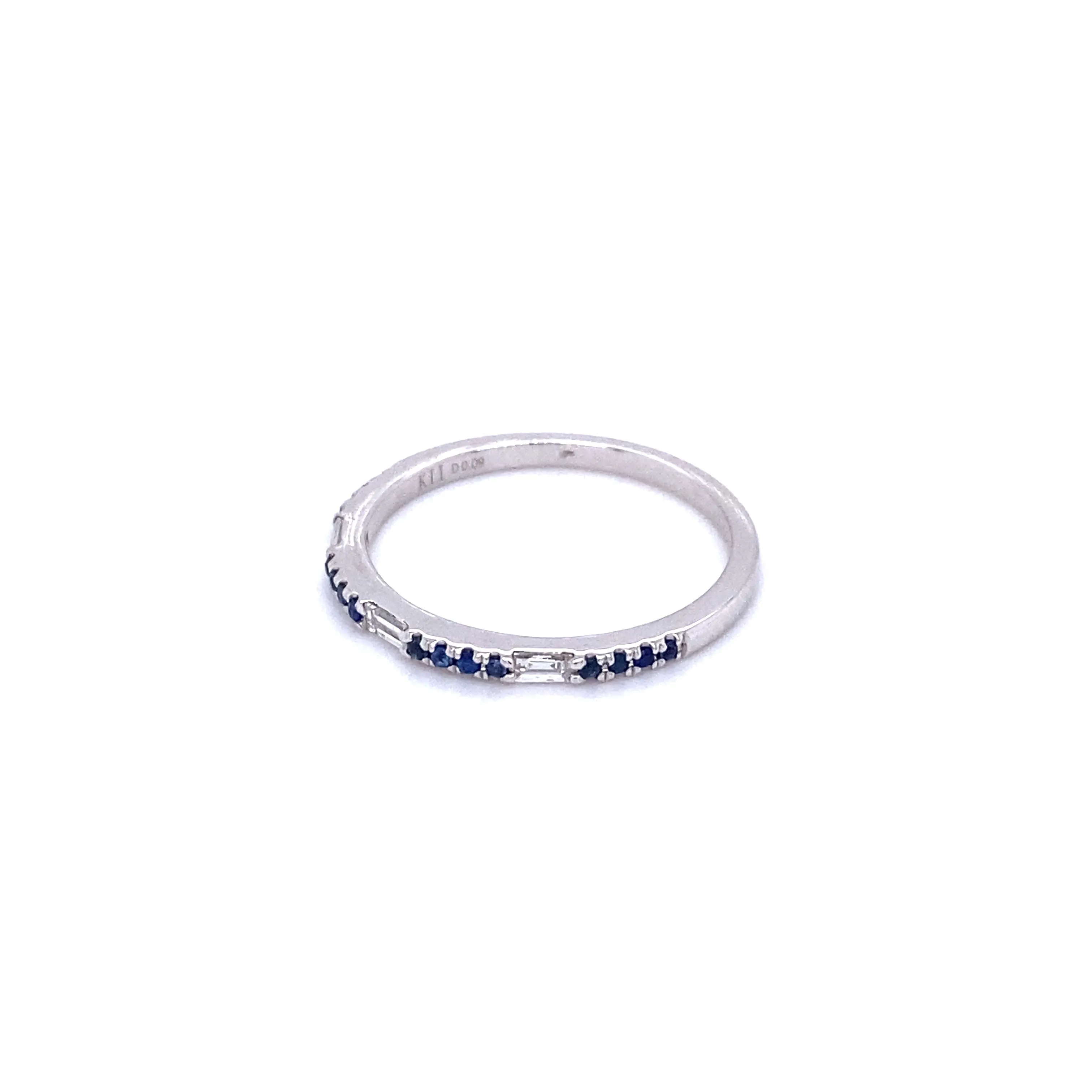 Alternating Sapphire and Baguette Diamond Stacker