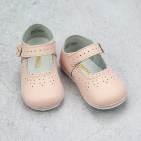 Angel Baby Girls Pink Leather Scalloped Mary Janes