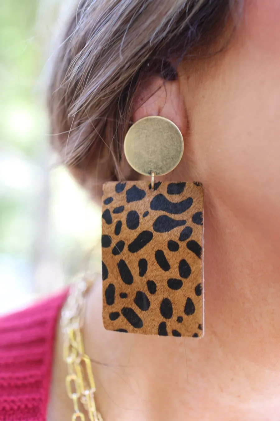 Animal Print Geometric Drop Earrings