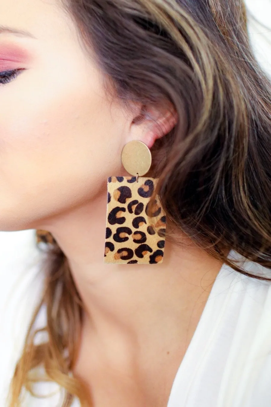 Animal Print Geometric Drop Earrings