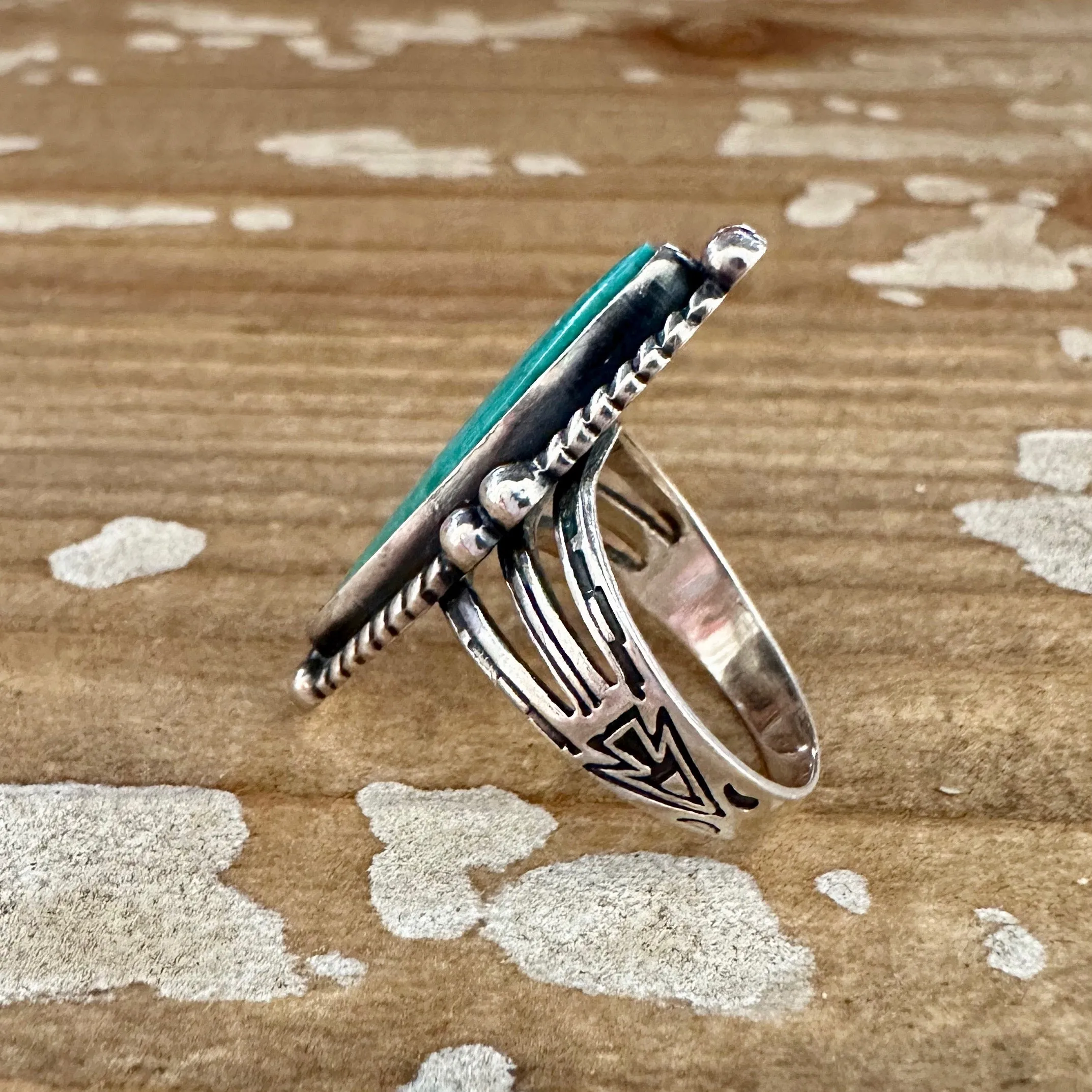 ARCHER'S LOVE Vintage Handmade Ring Sterling Silver, Turquoise  Size 6 1/4