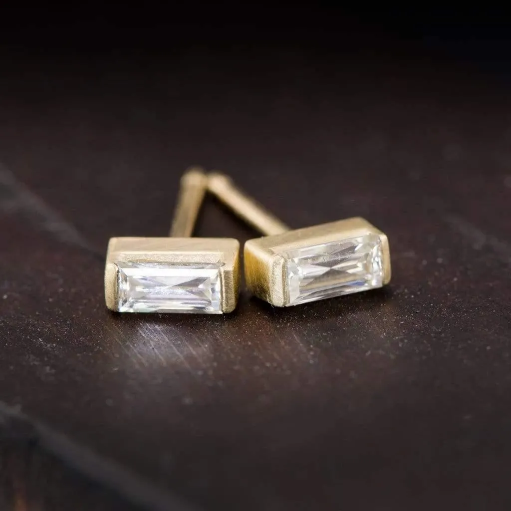 Baguette Moissanite Bar Set Stud Earrings