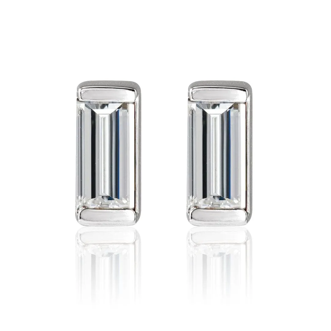 Baguette Moissanite Bar Set Stud Earrings