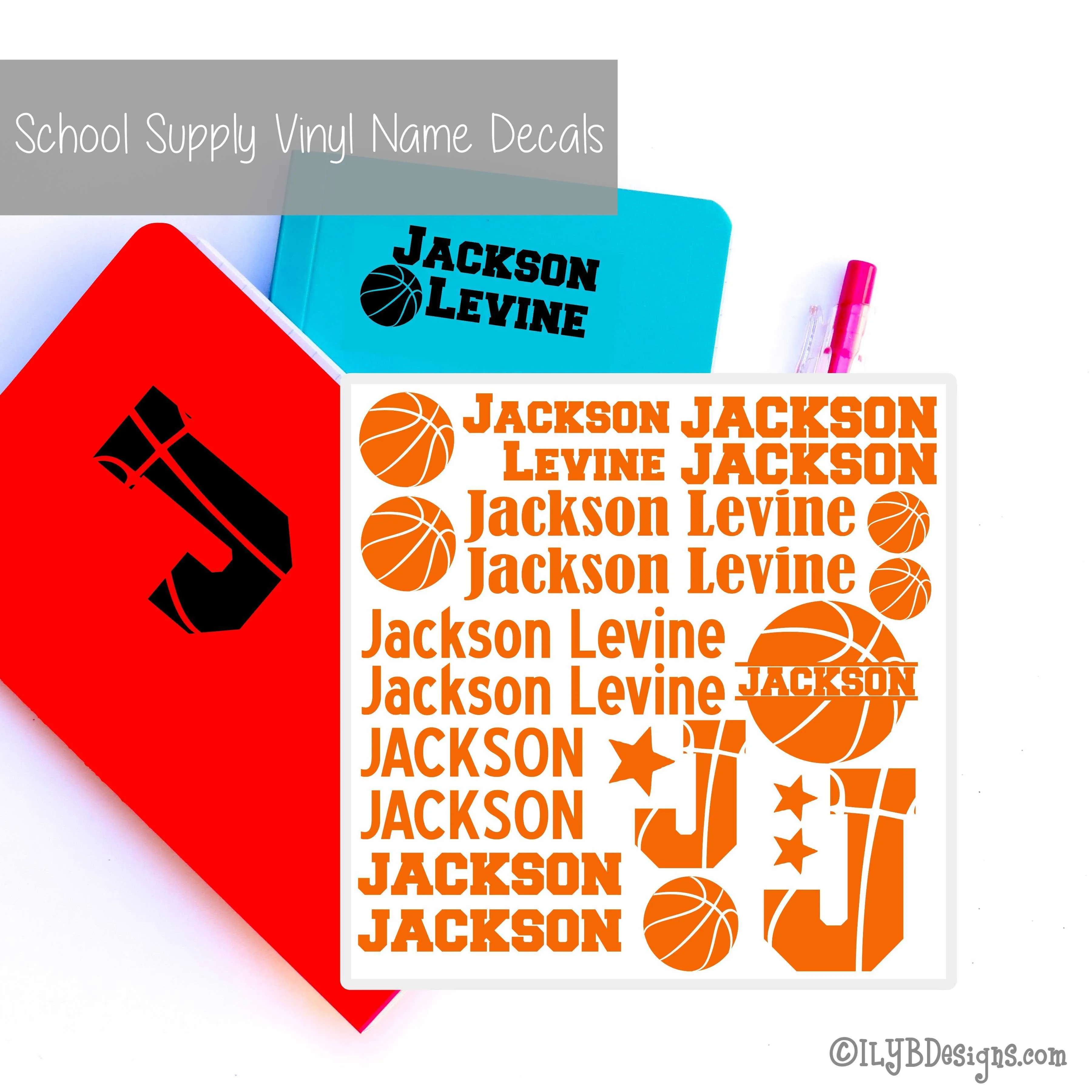 Basketball Back to School Name Labels - School Supply Labels for Boys