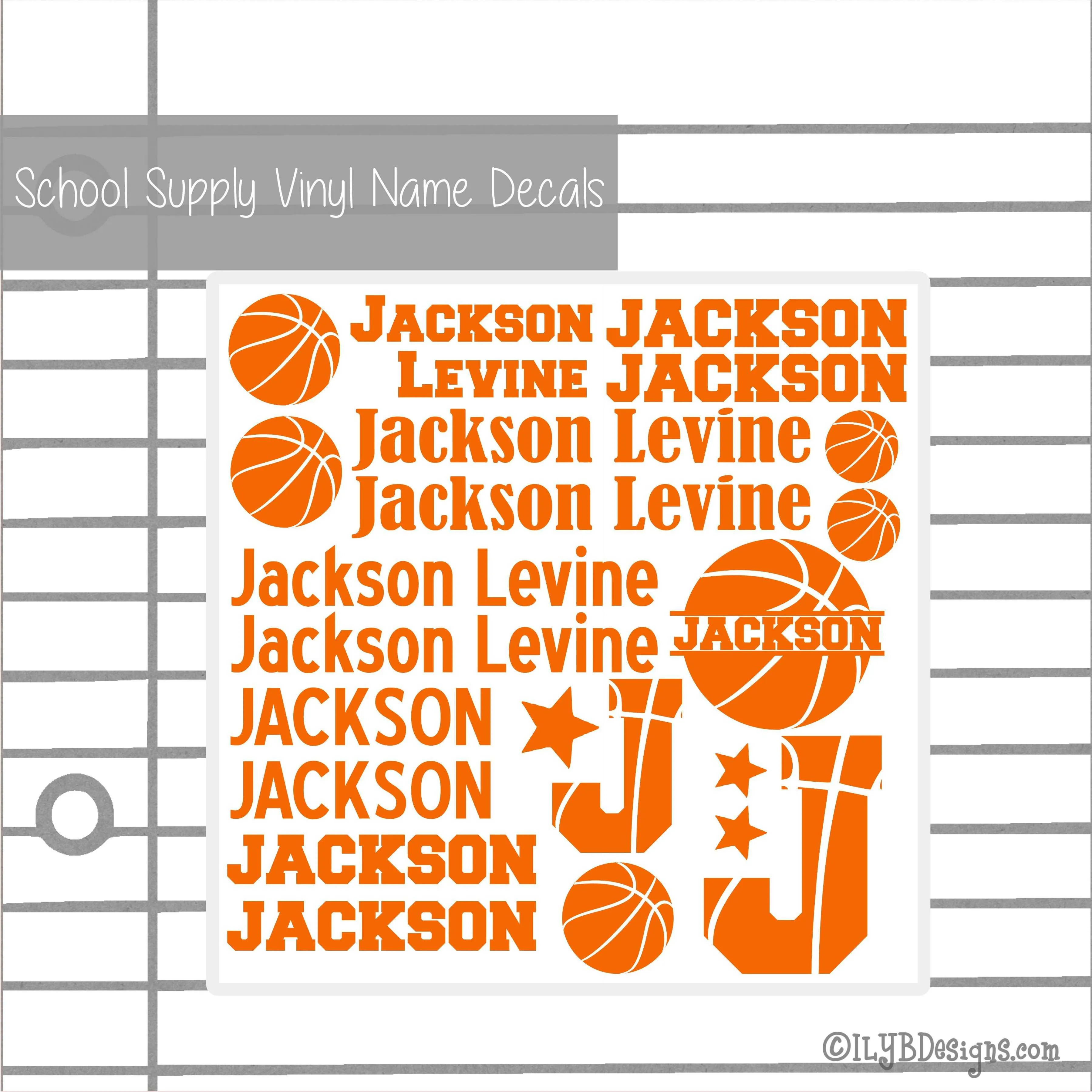 Basketball Back to School Name Labels - School Supply Labels for Boys