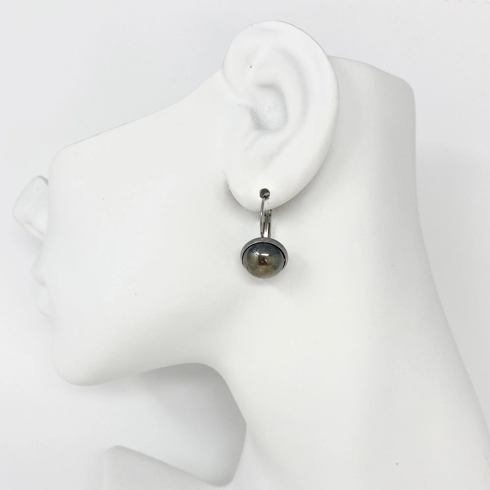 BENTON silver and hematite drop earrings