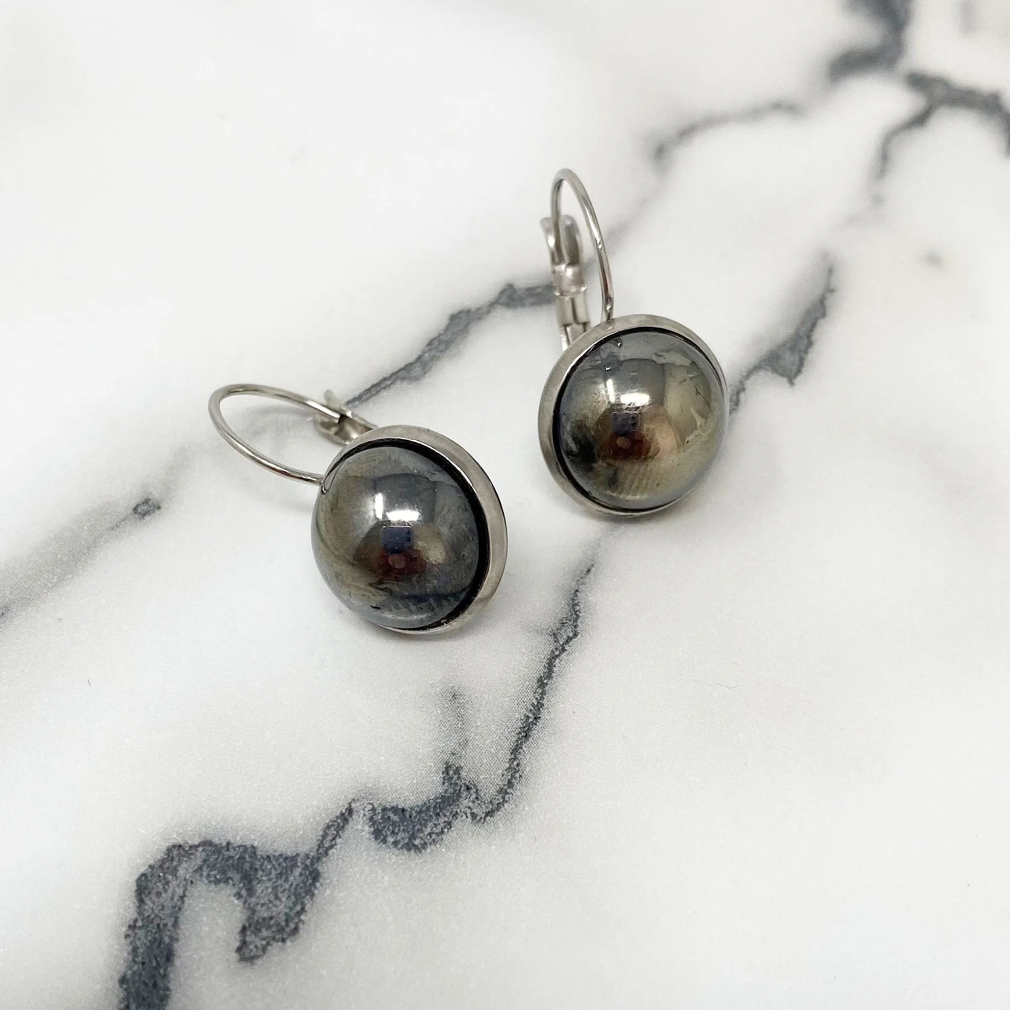 BENTON silver and hematite drop earrings