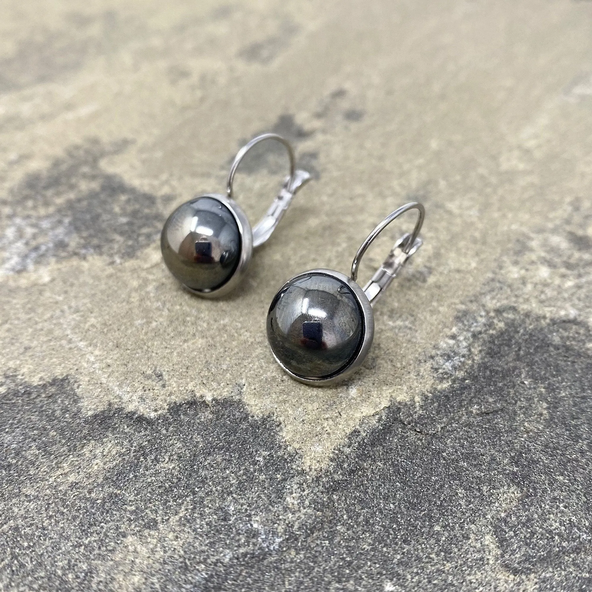 BENTON silver and hematite drop earrings