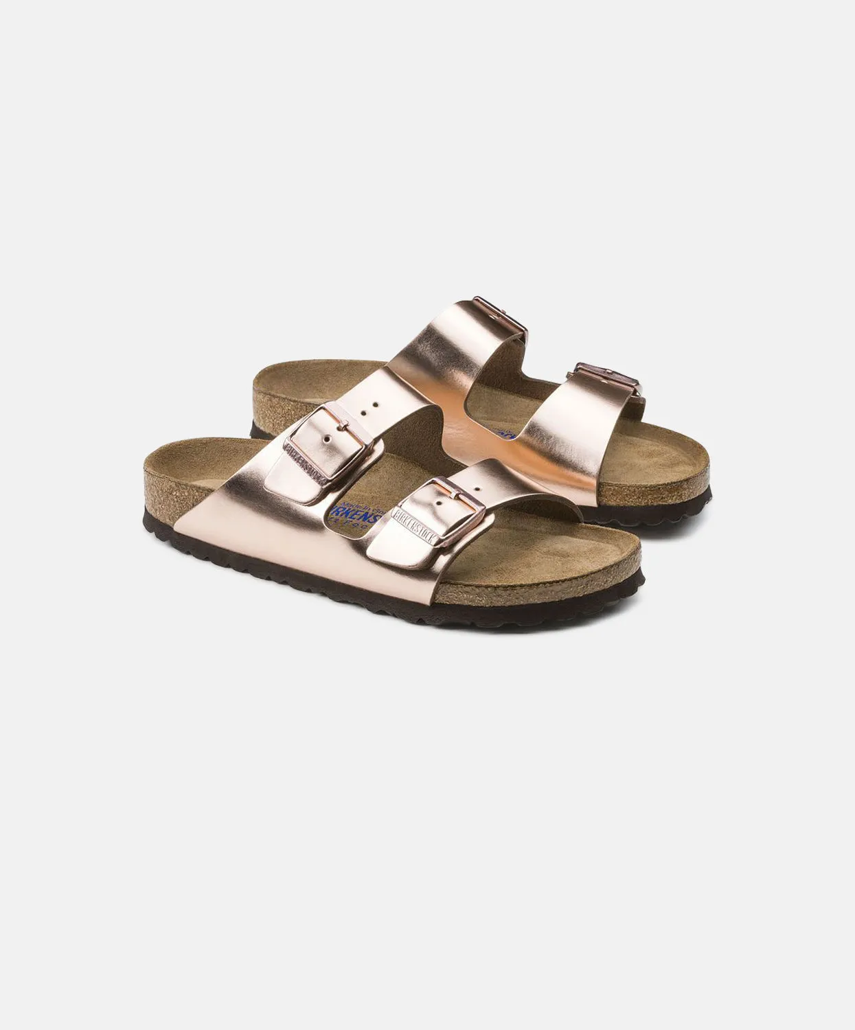 Birkenstock Arizona Leather Metallic Copper Soft Footbed Sandals