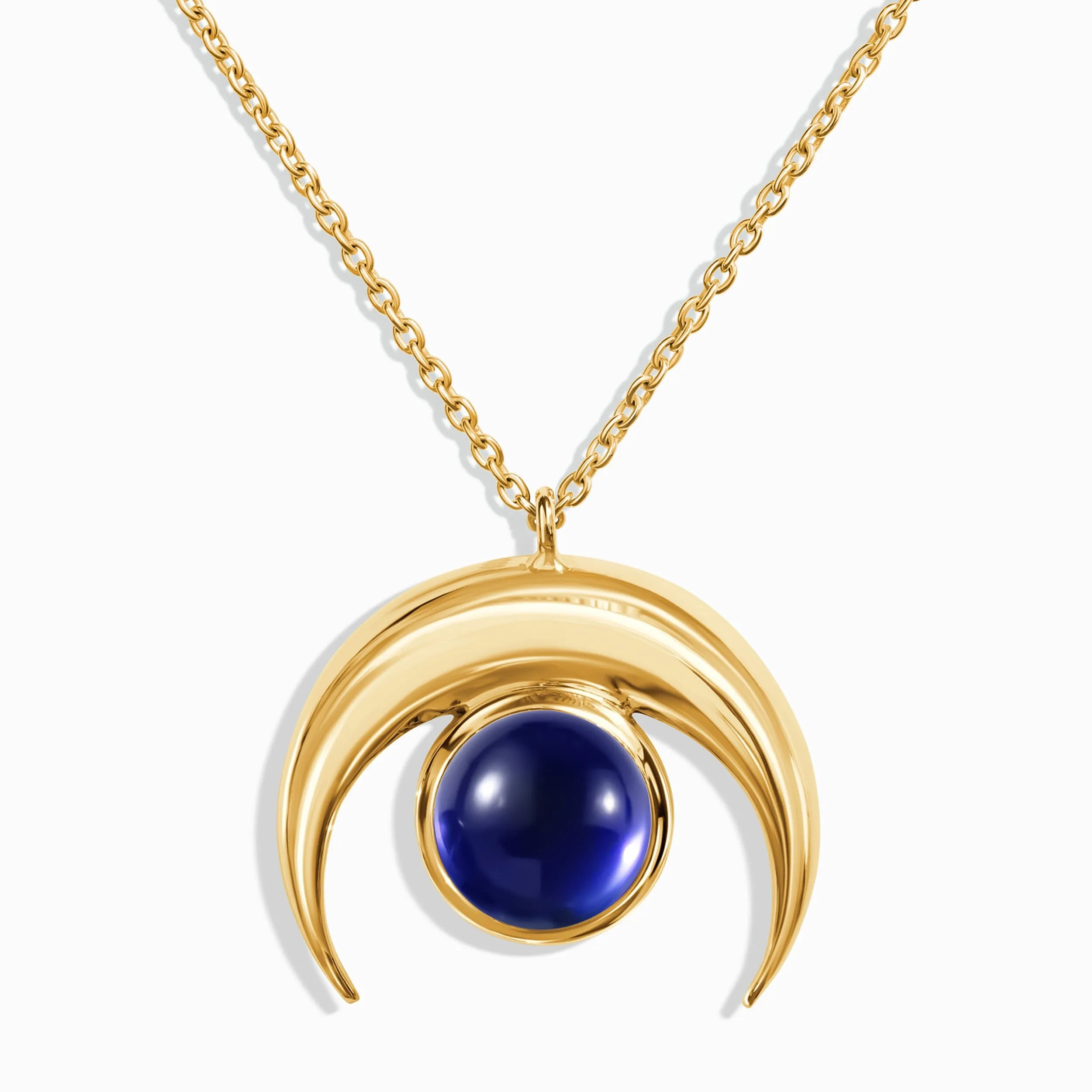 Blue Sapphire Necklace - Crescent Moon