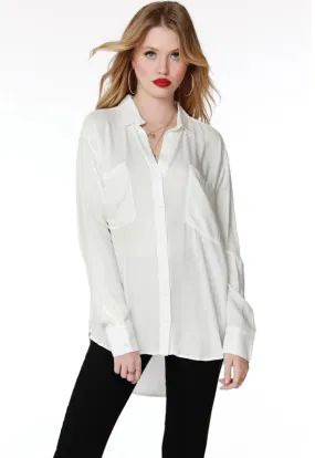 Bobi - Button Up Tunic Blouse Ivory