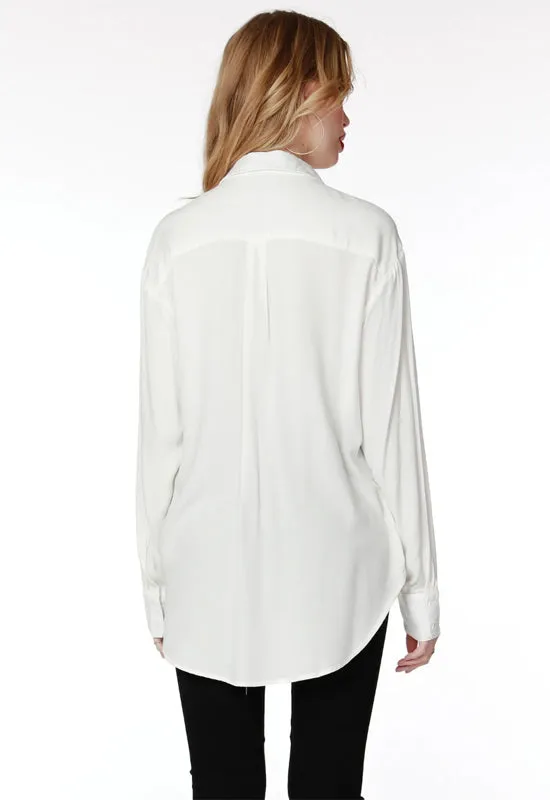 Bobi - Button Up Tunic Blouse Ivory