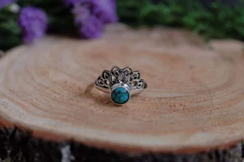 Boho Turquoise Ring, Silver Summer Ring, Handmade Jewelry, Gift