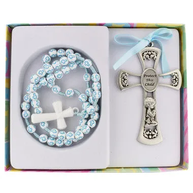 Boy Cross & Rosary Set