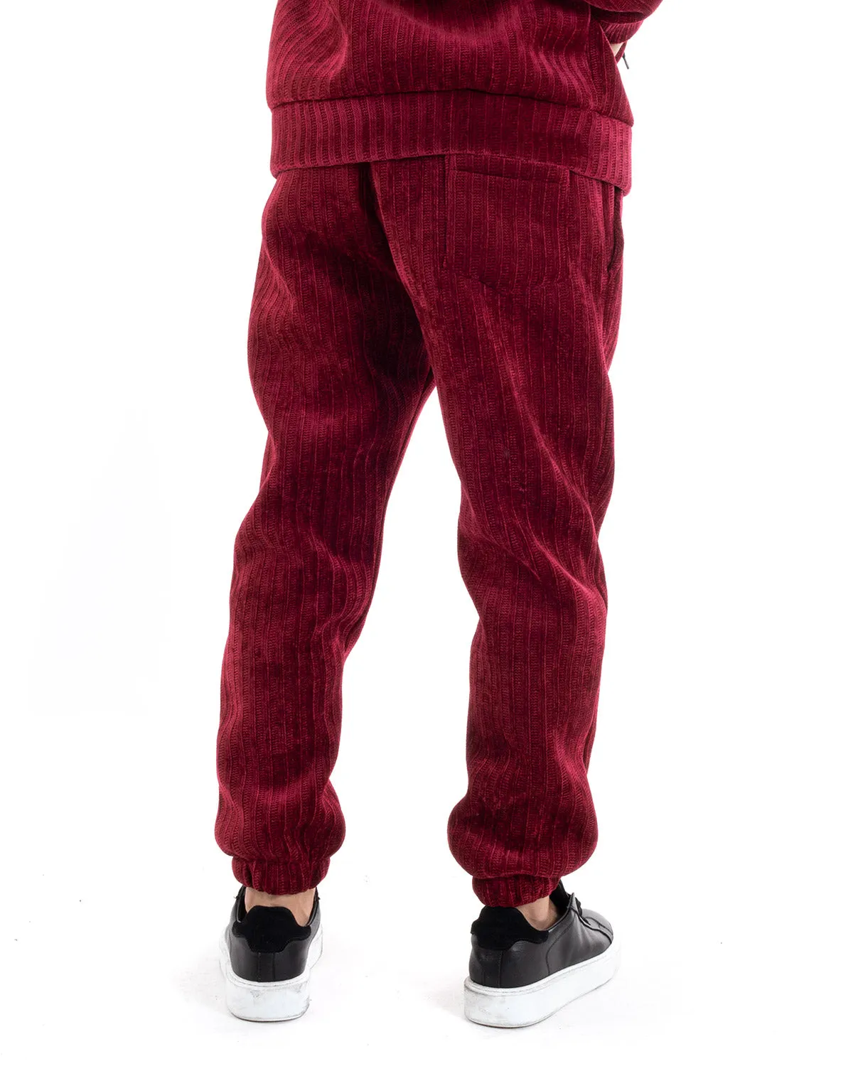 Completo Tuta Uomo Basic Bordeaux Scuba Costine Felpa Con Cappuccio Pantaloni GIOSAL-OU2220A