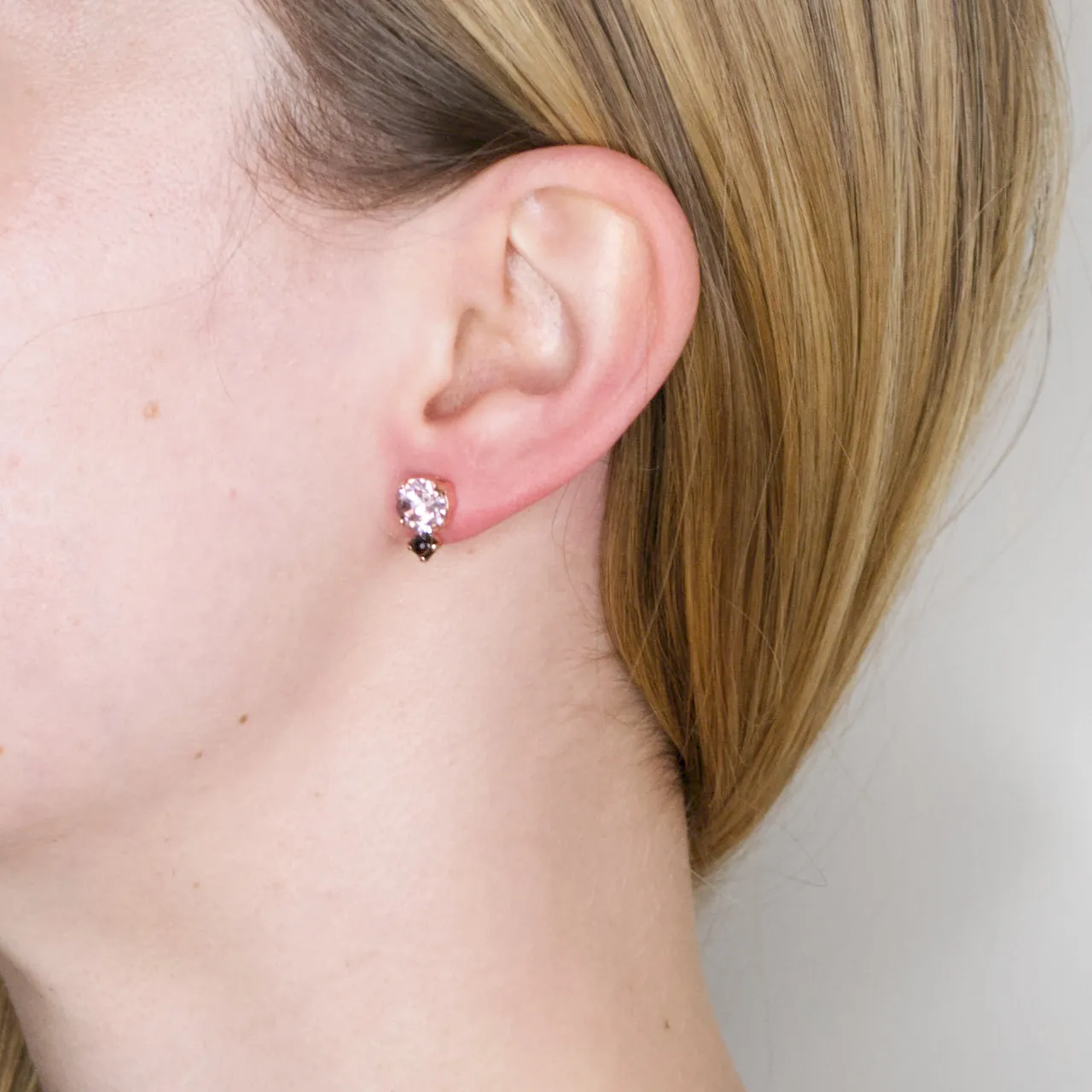 Delicate Pink Swarovski Crystal Post Earrings by AMARO