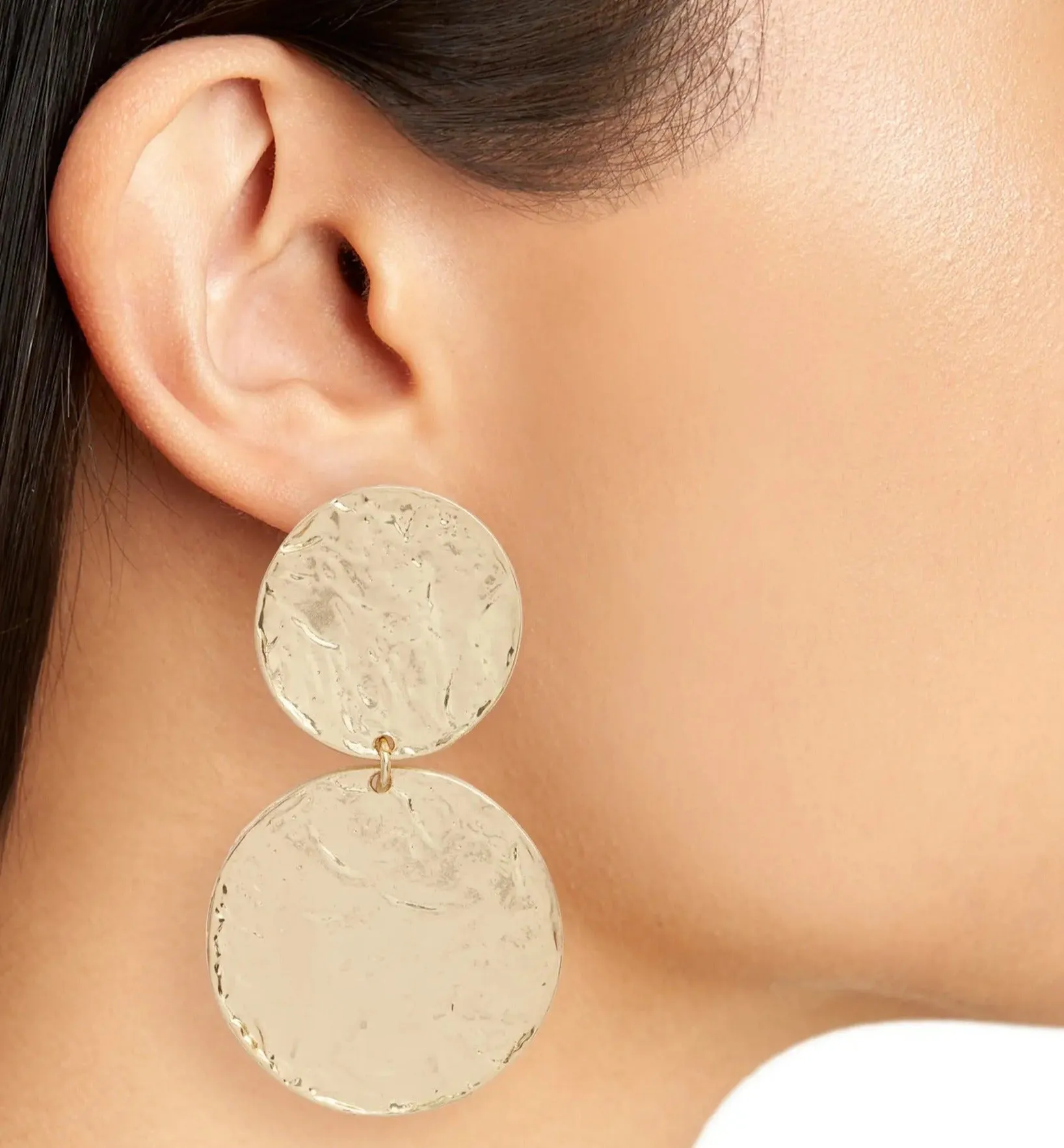 Double disc statement clip-on earrings