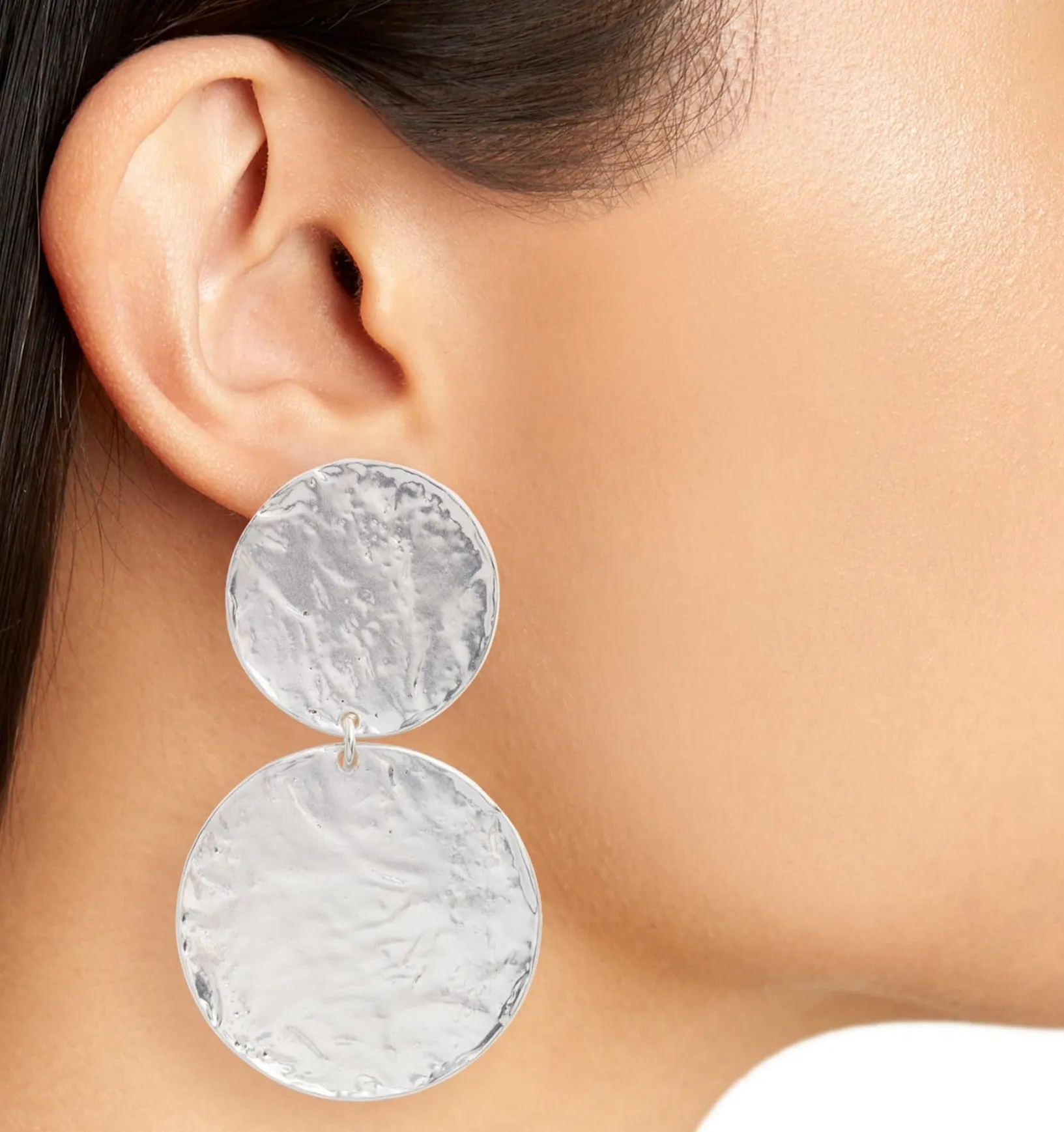 Double disc statement clip-on earrings