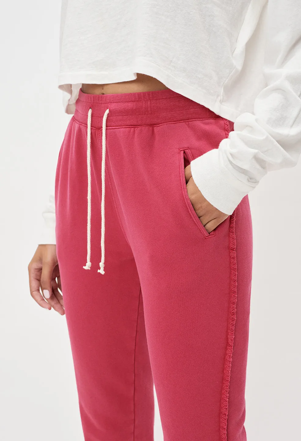 Embroidered Sweatpants / Currant