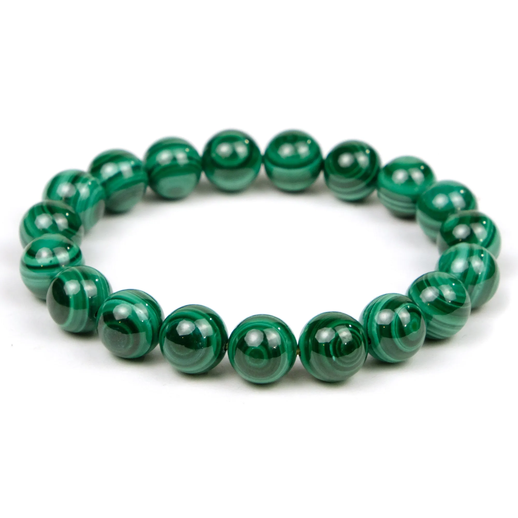 Eye Malachite Rounds Stretch Bracelet 10mm