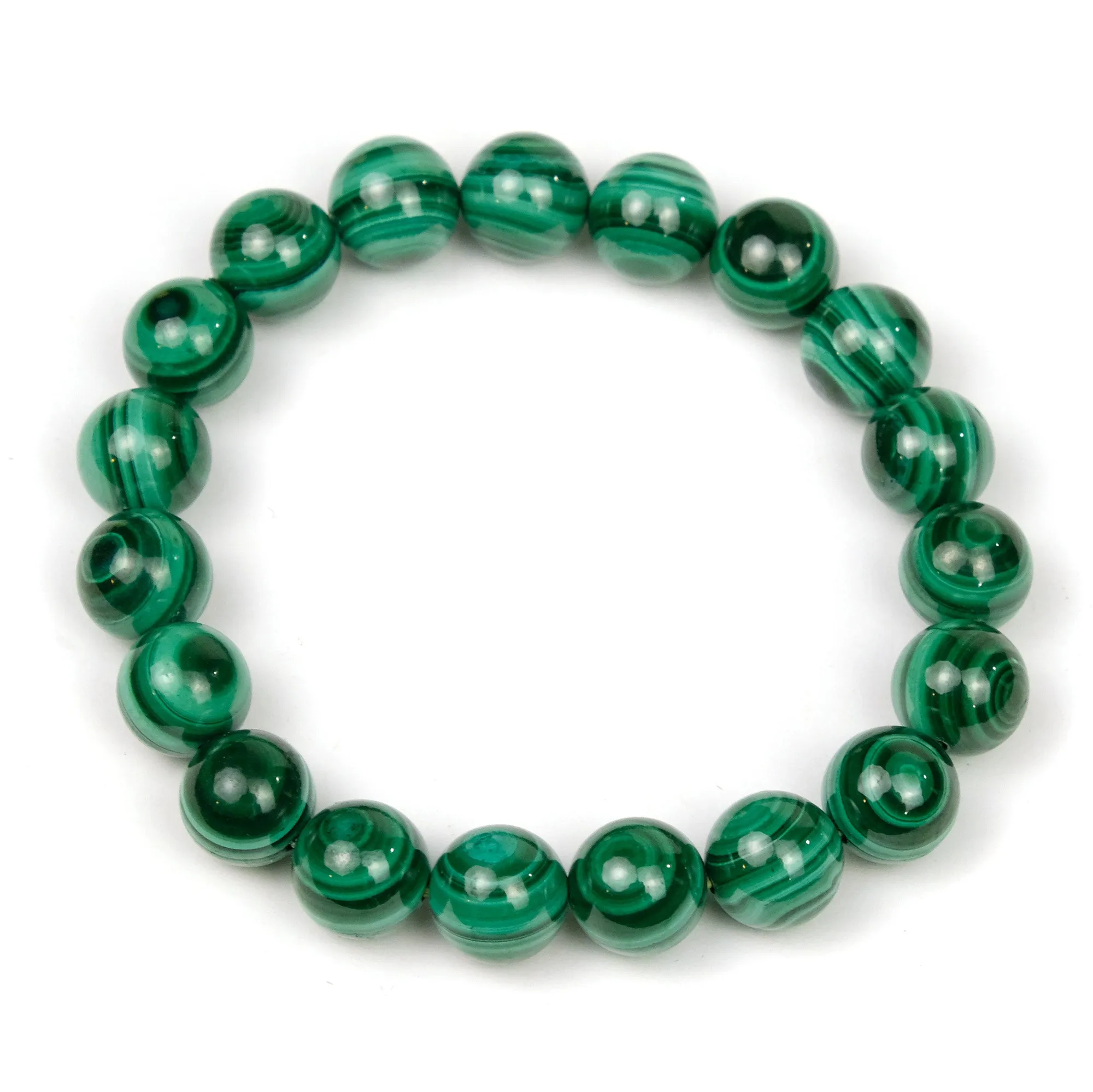 Eye Malachite Rounds Stretch Bracelet 10mm