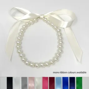 FATIMA ivory pearl ribbon tie necklace (more colours available)