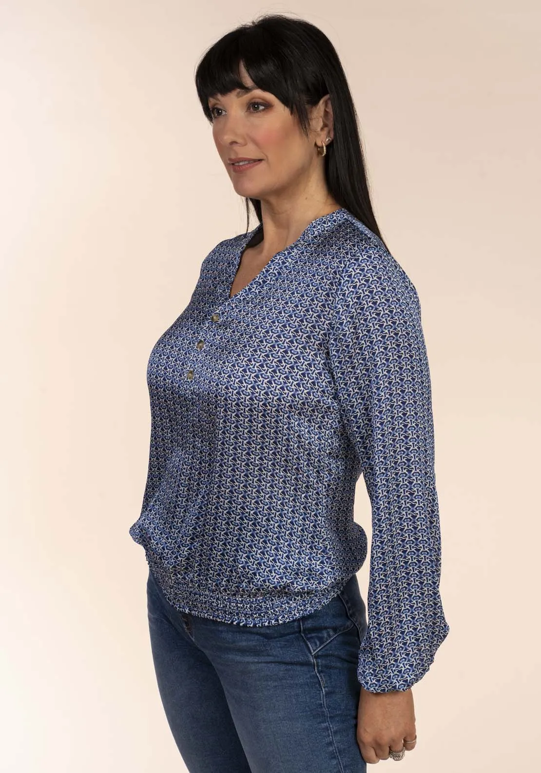 Frieda Bubble Blouse - Blue