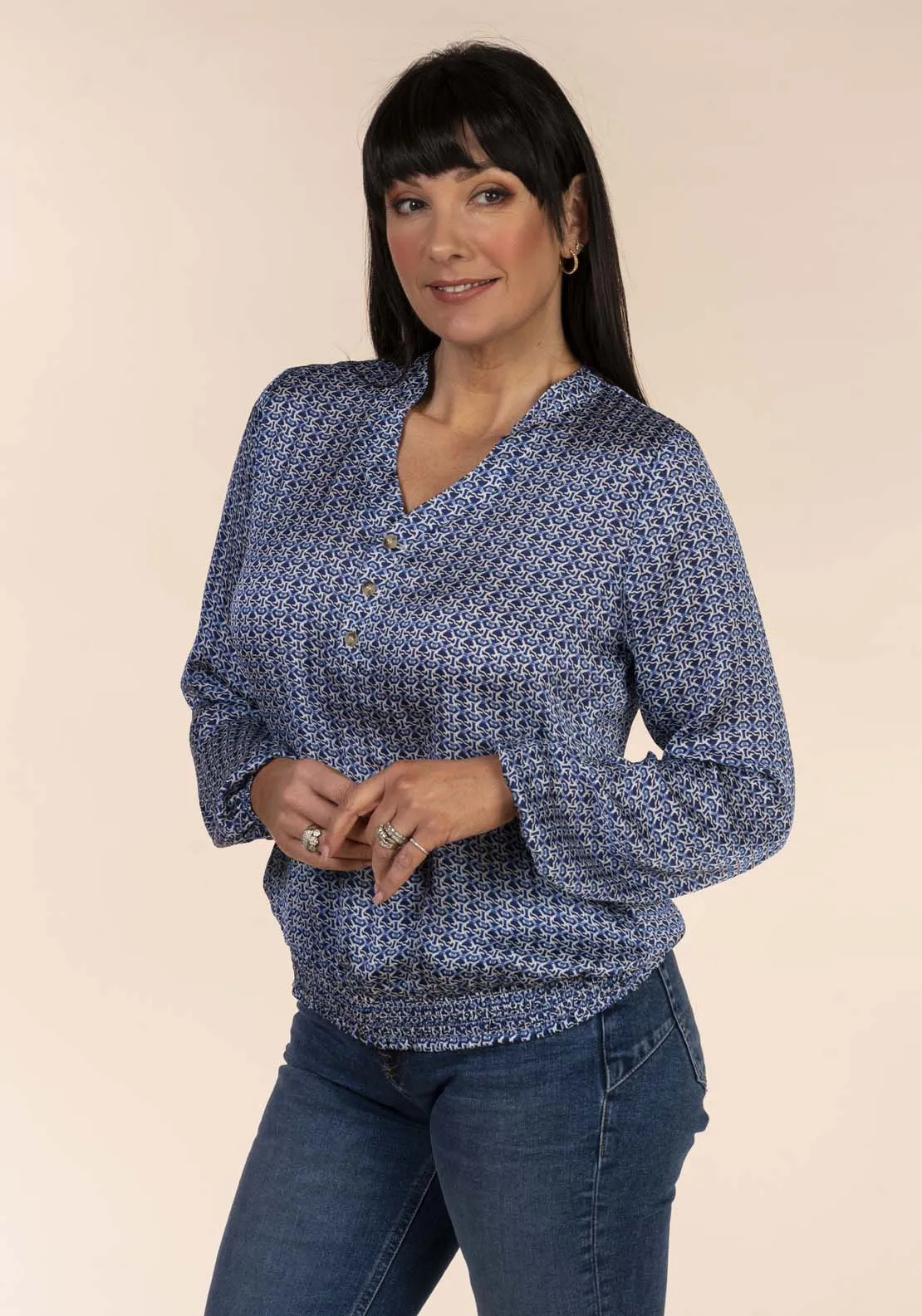 Frieda Bubble Blouse - Blue