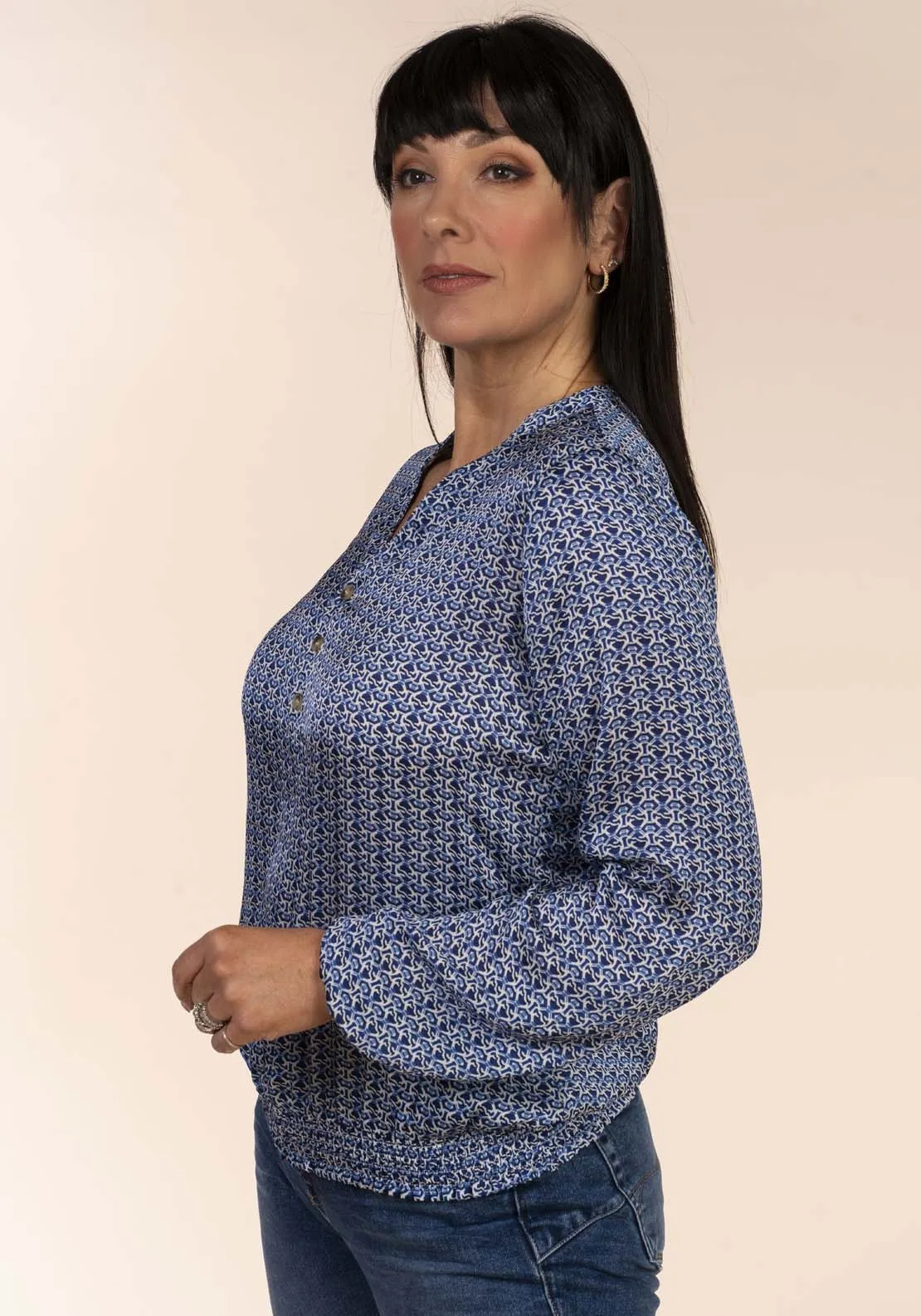 Frieda Bubble Blouse - Blue