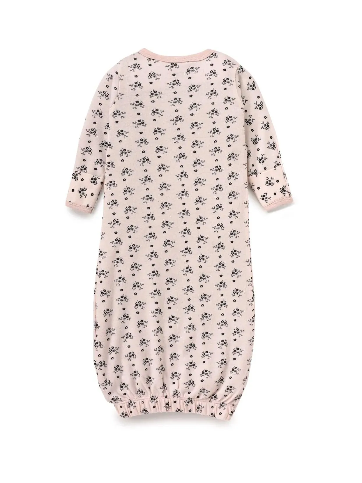 Full sleeve flower pattern in soft pink sleeping gown for baby girl