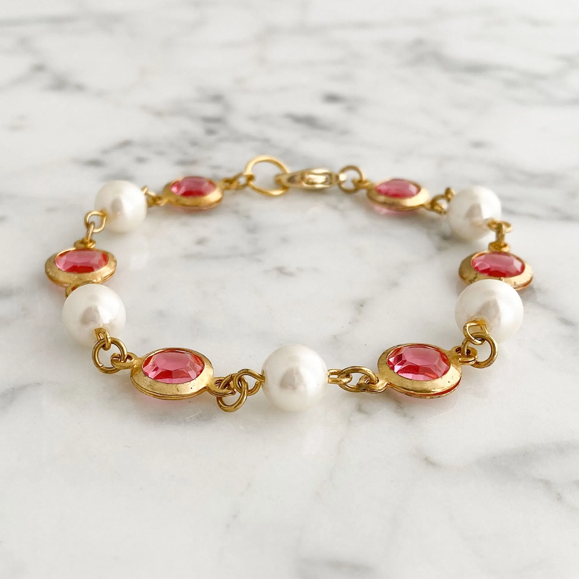 FULTON pearl and pink crystal bracelet