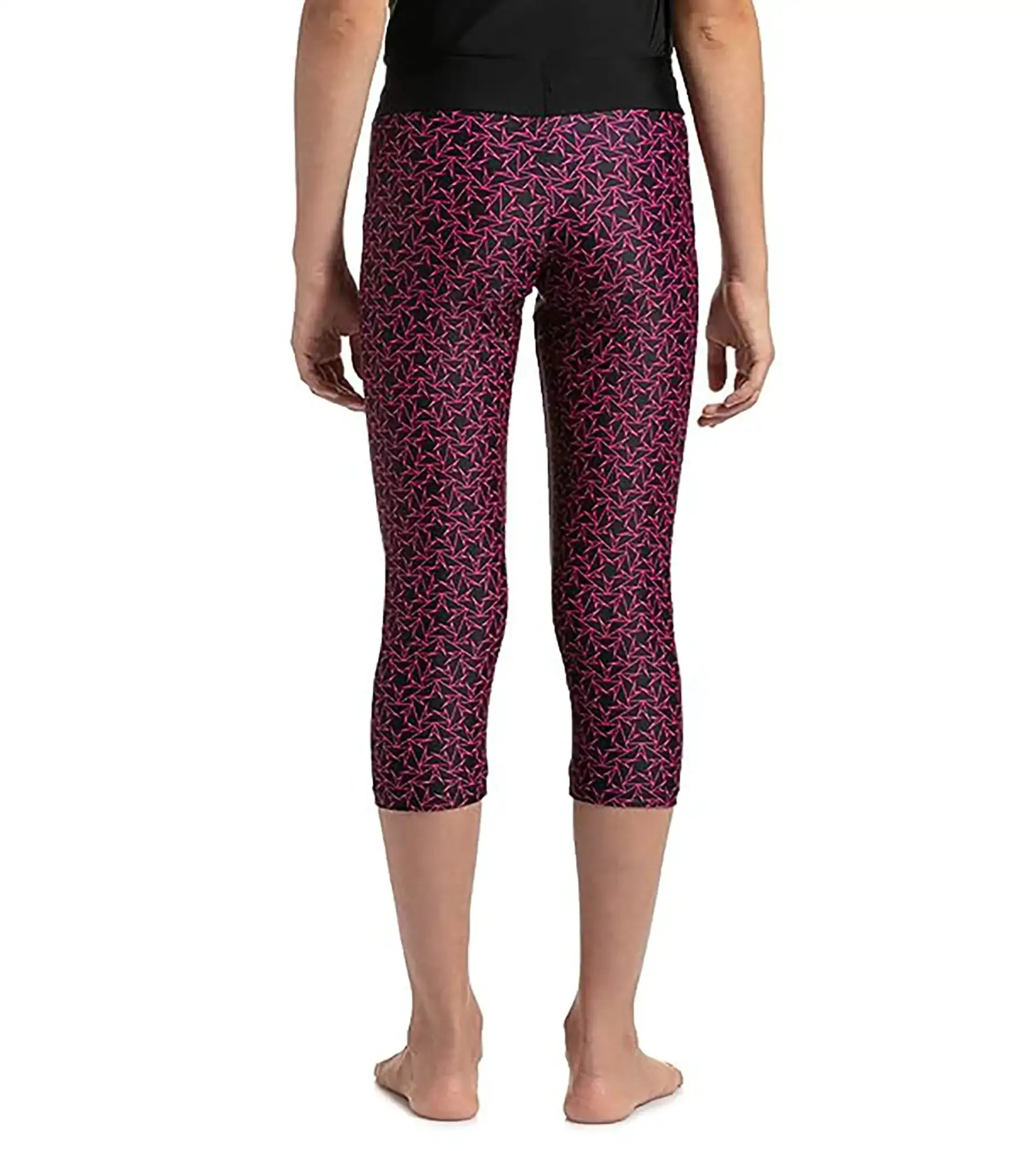 Girl's Boomstar Printed Active Capri - Black & Electric Pink