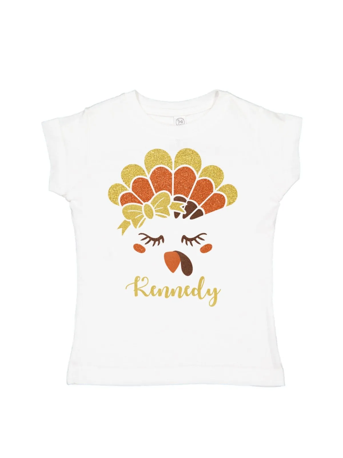 Glitter Turkey Face Shirt for Girls