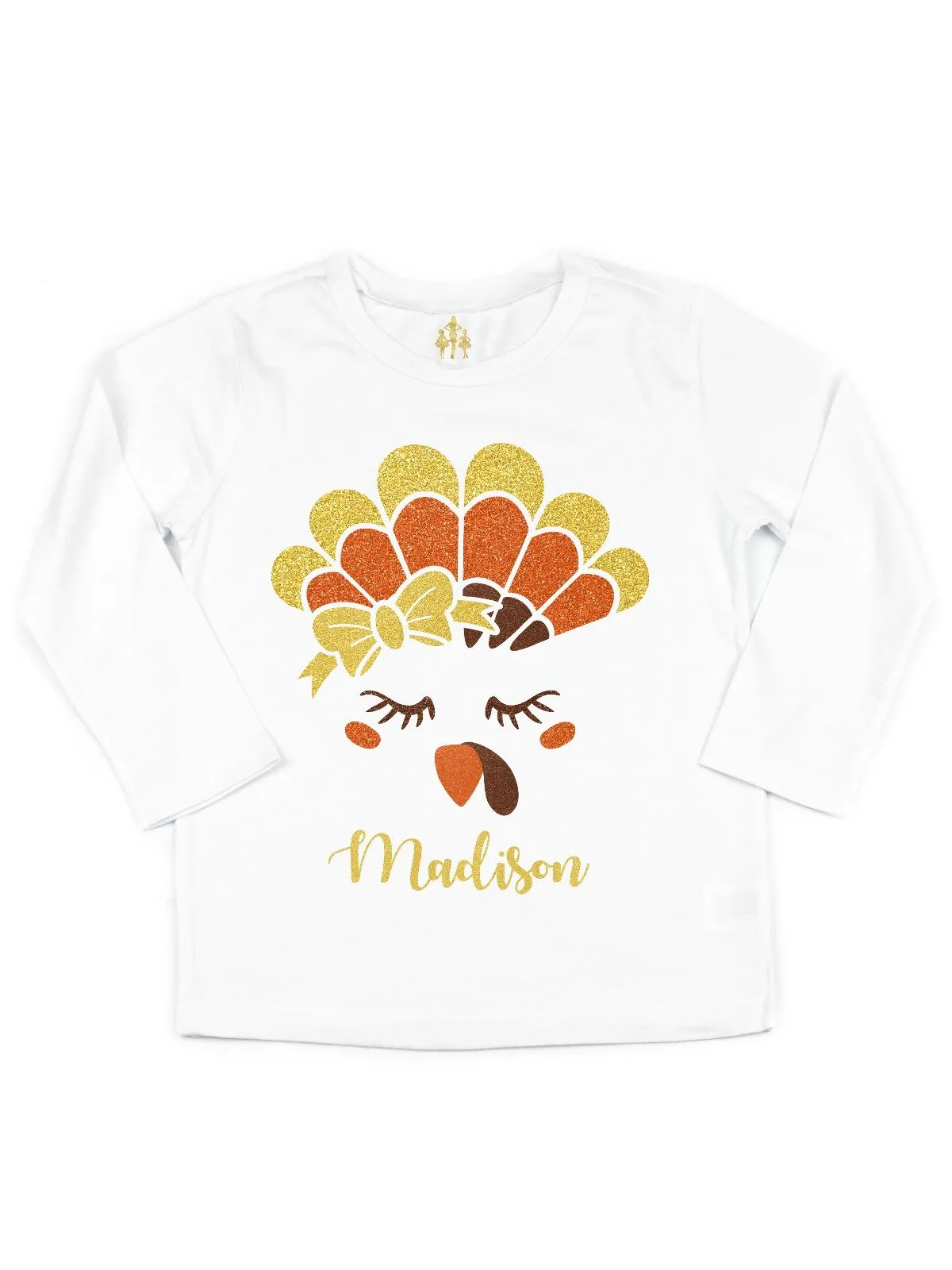 Glitter Turkey Face Shirt for Girls