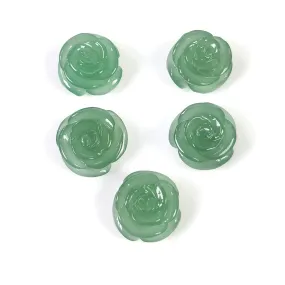 GREEN QUARTZITE Gemstone Carving : 55.00cts Natural Untreated Unheated Quartzite Hand Carved FLOWER 13mm - 15mm 5pcs