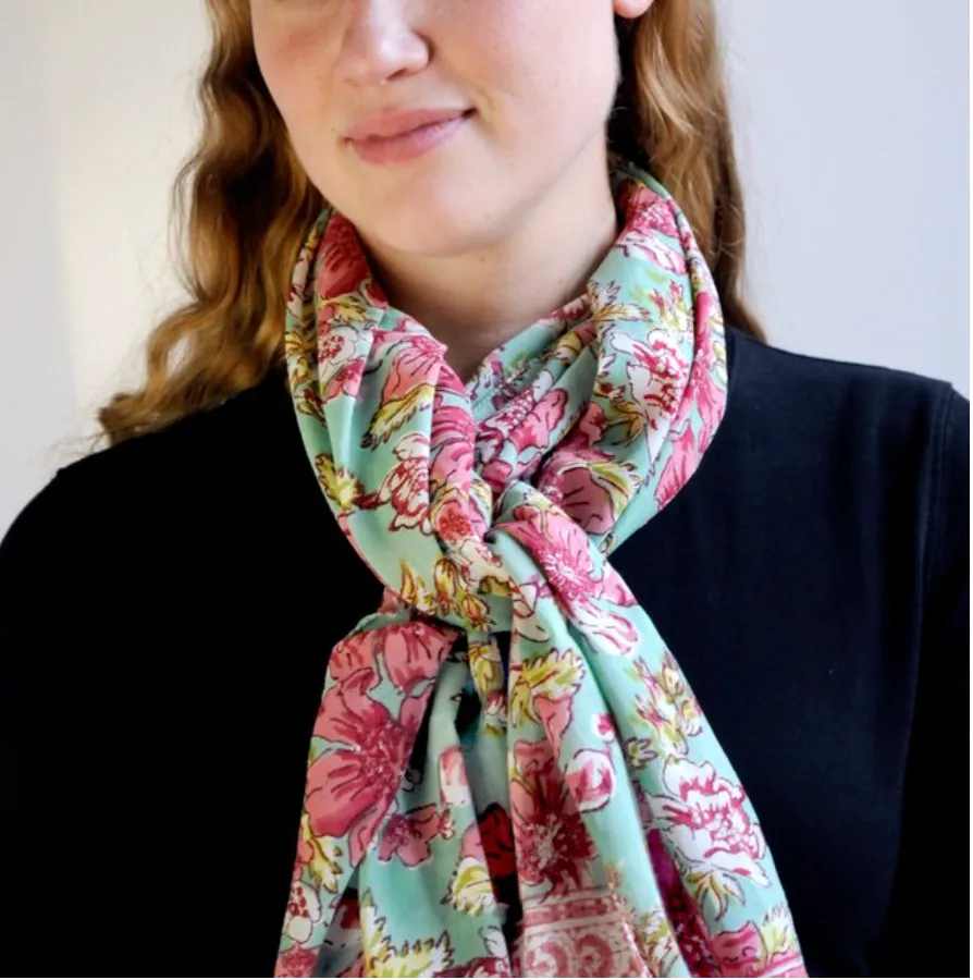 Hand Block Printed Scarf by Anokhi - Sorbet