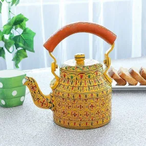 Hand-painted Colorful Kaushalam Teapot: Mughal