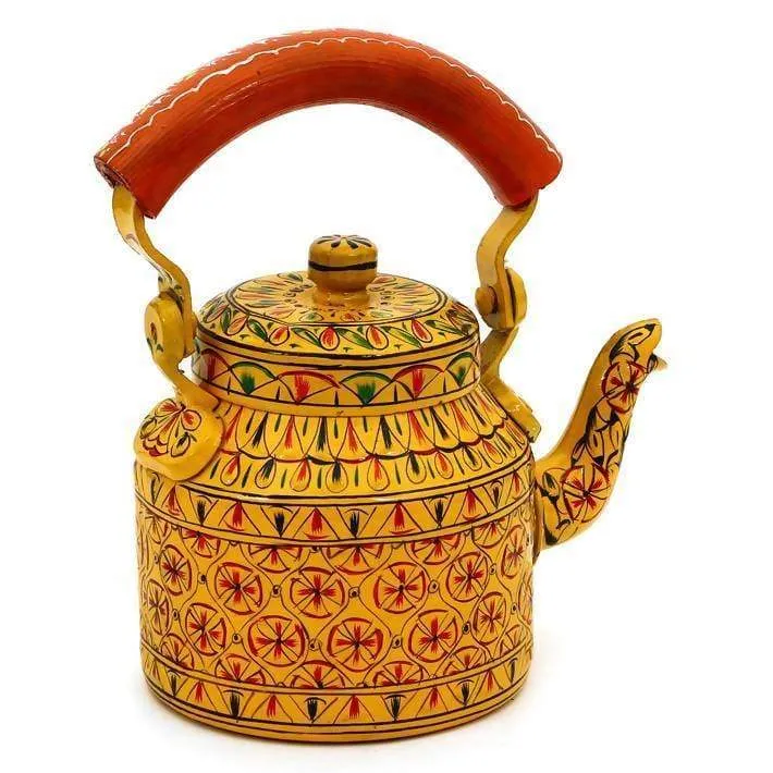 Hand-painted Colorful Kaushalam Teapot: Mughal